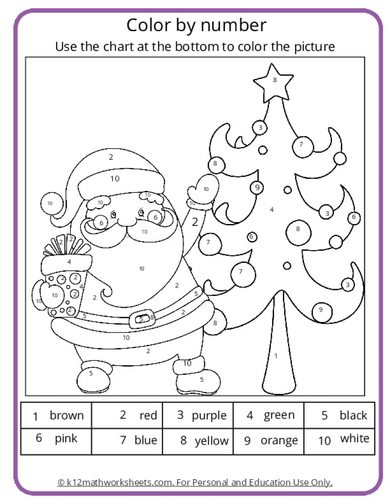 christmas colornumber pages